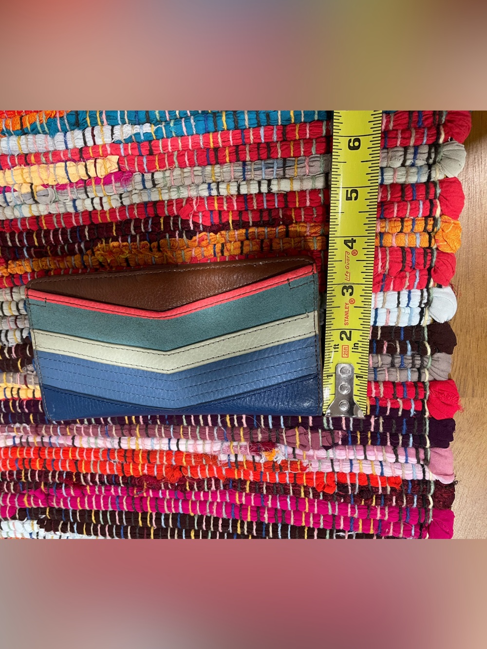 Multicolor Chevron Leather Card Holder Wallet - Men Accessories
